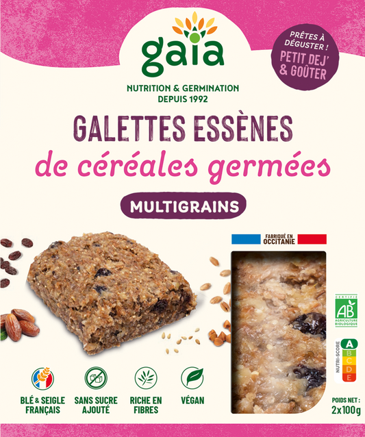 Gaia -- Galettes essènes de céréales germées multigrains - 2 x 100 g