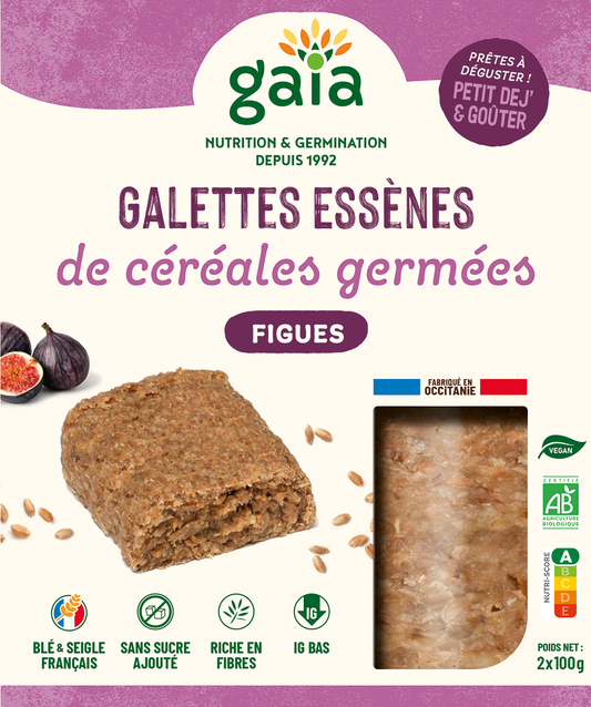 Gaia -- Galettes essènes de céréales germées figues - 2 x 100 g