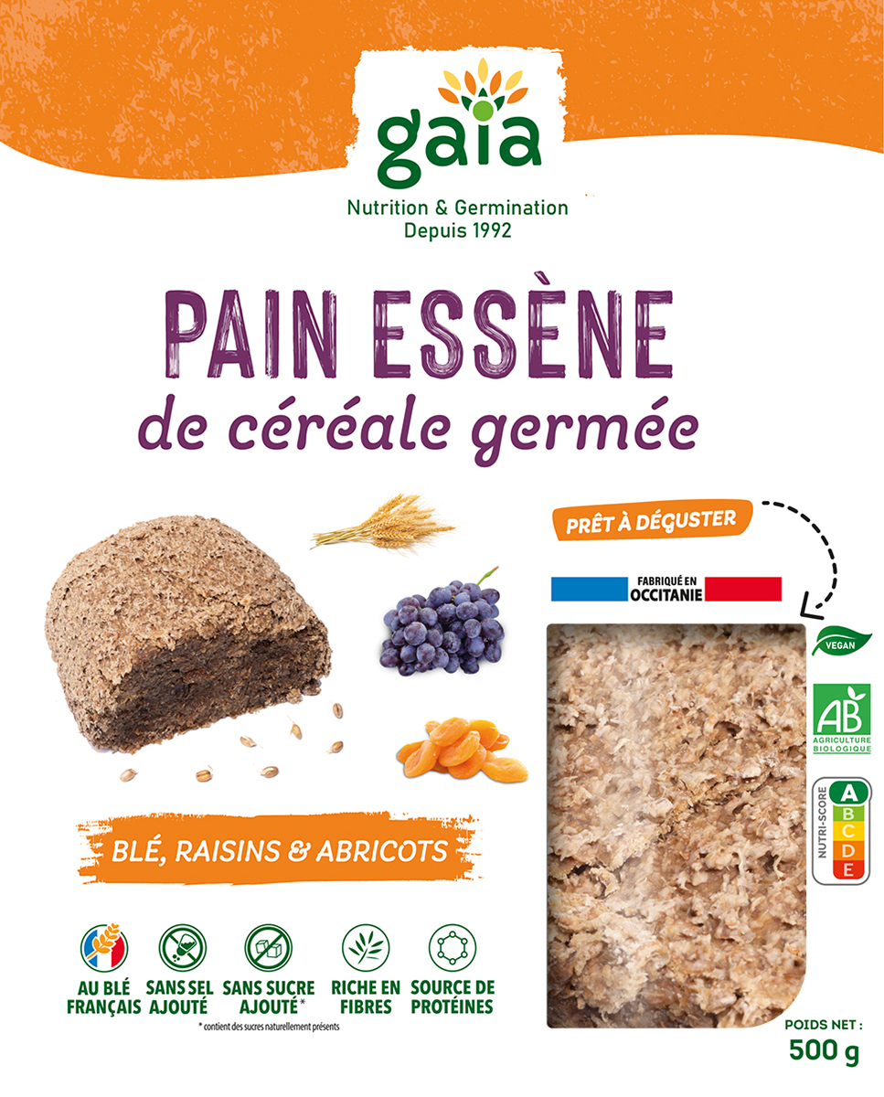 Gaia -- Pain essène de céréale germée blé raisins & abricots - 500 g