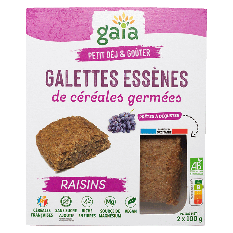 Gaia -- Galettes essènes de céréales germées raisins - 2 x 100 g