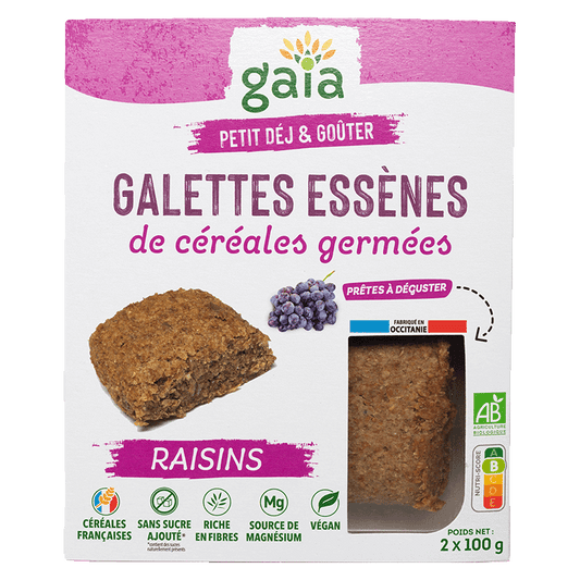 Gaia -- Galettes essènes de céréales germées raisins - 2 x 100 g