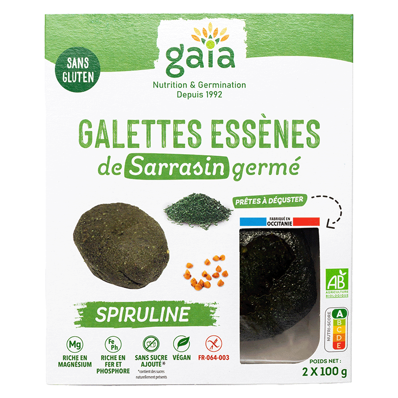 Gaia -- Galettes essènes de sarrasin germé spiruline - 2 x 100 g