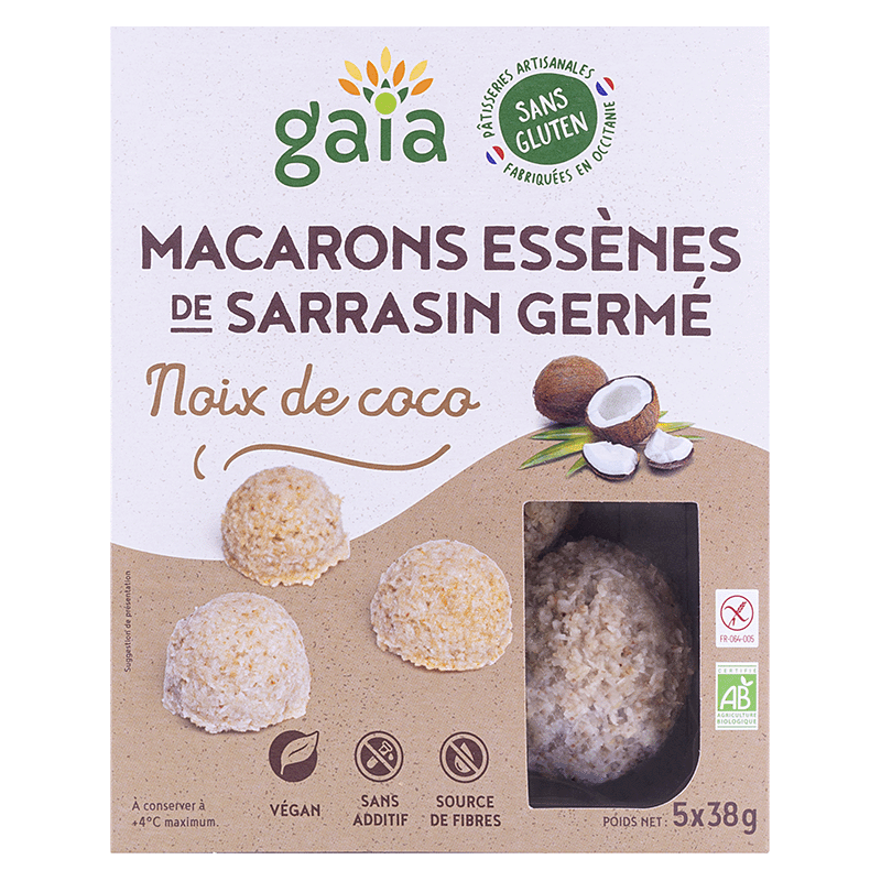 Gaia -- Macarons essènes de sarrasin germé coco - 5 x 38 g