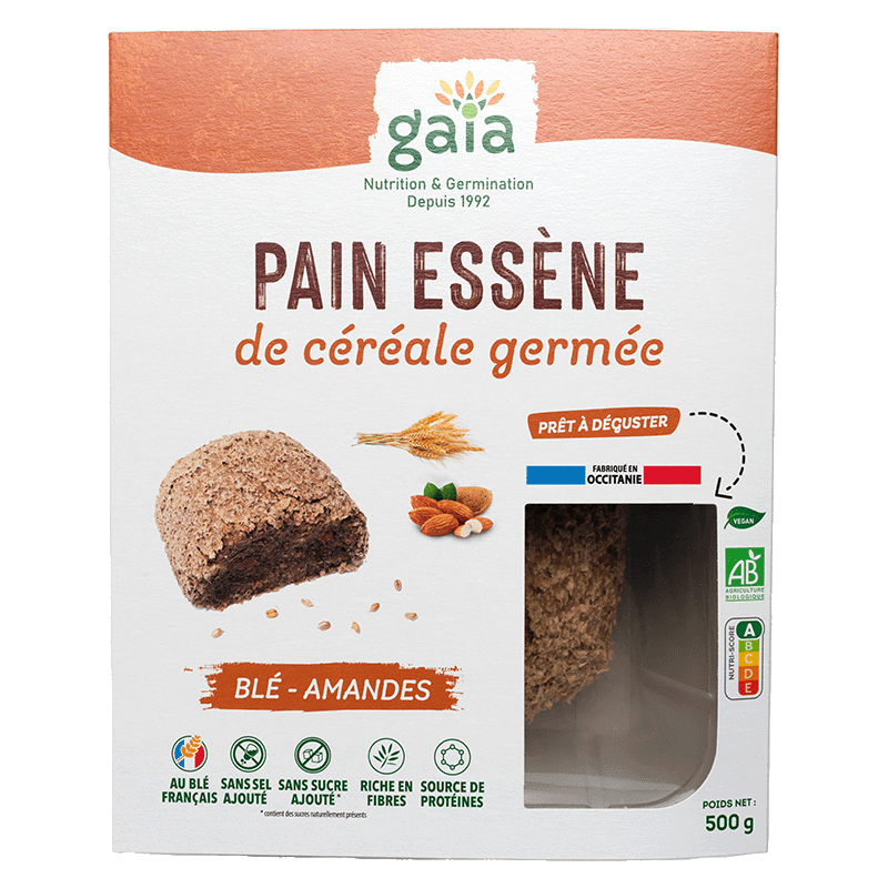 Gaia -- Pain essène de céréale germée blé & amandes - 500 g