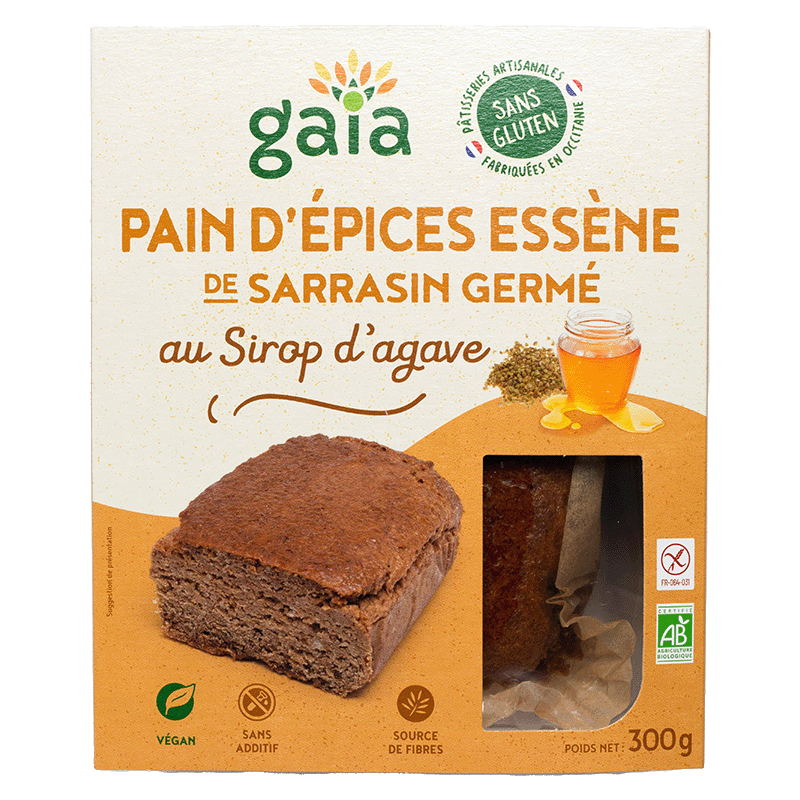 Gaia -- Pain d'épices essène de sarrasin germé au sirop d'agave - 300 g