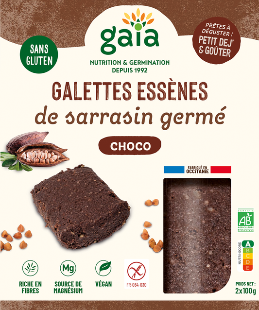 Gaia -- Galettes essènes de sarrasin germé choco - 2 x 100 g