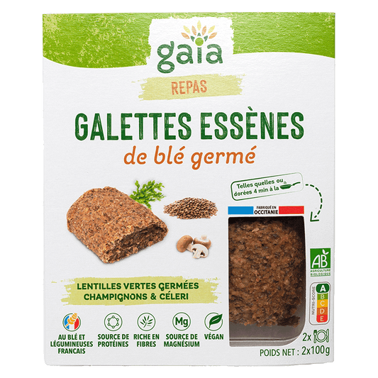 Gaia -- Galettes essènes de blé germé lentilles germées champignons et céleri - 2 x 100 g