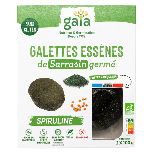 Gaia -- Galettes essènes de sarrasin germé spiruline - 2 x 100 g