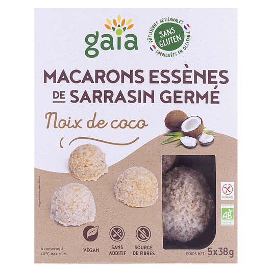 Gaia -- Macarons essènes de sarrasin germé coco - 5 x 38 g