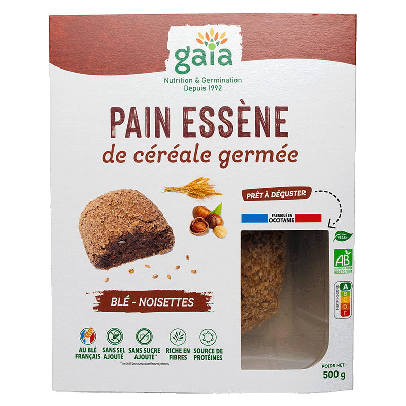 Gaia -- Pain esène de céréale germée blé & noisettes - 500 g