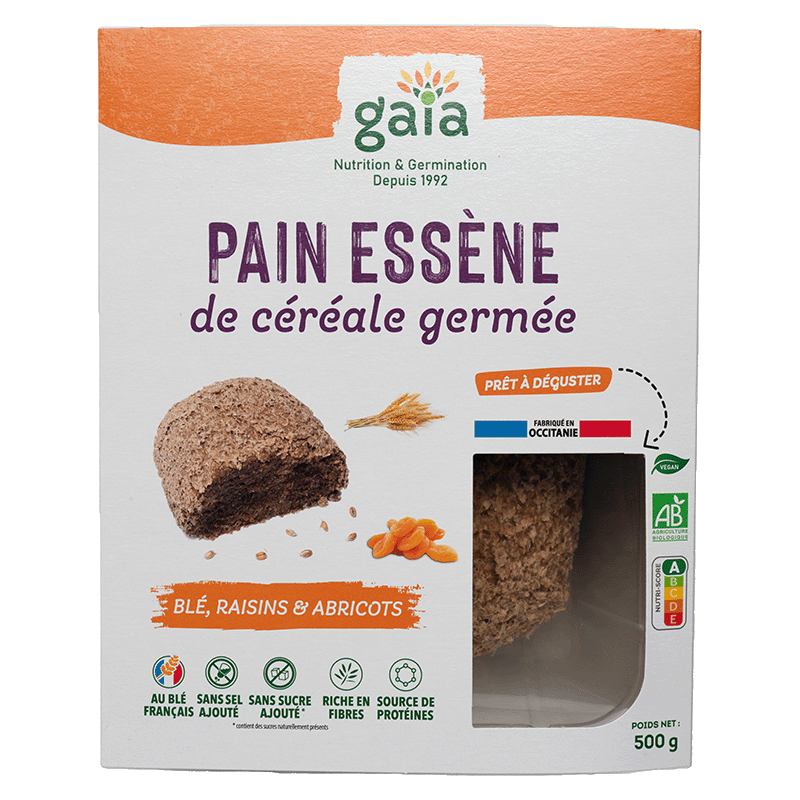 Gaia -- Pain essène de céréale germée blé raisins & abricots - 500 g